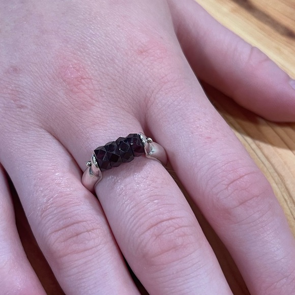 Sundance Garnet Rondelle Sterling Silver Ring - Picture 3 of 9